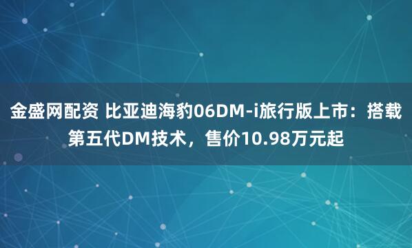 金盛网配资 比亚迪海豹06DM-i旅行版上市：搭载第五代DM技术，售价10.98万元起